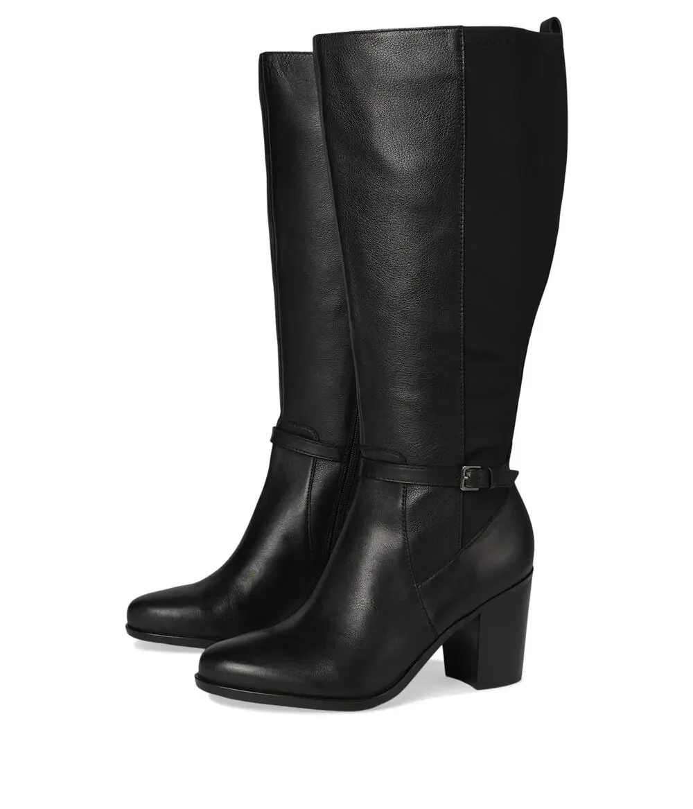 NATURALIZER WOMENS KALINA-STRETCH EXTRA WIDE CALF BOOTS BLACK - 8.5 WIDE